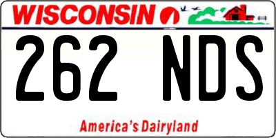 WI license plate 262NDS