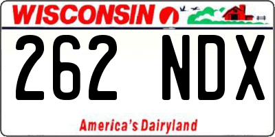 WI license plate 262NDX