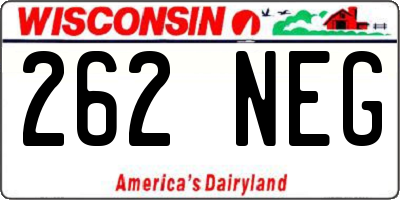 WI license plate 262NEG