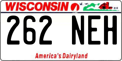 WI license plate 262NEH