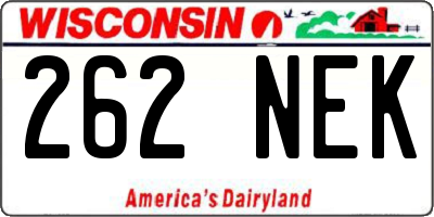 WI license plate 262NEK
