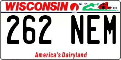 WI license plate 262NEM