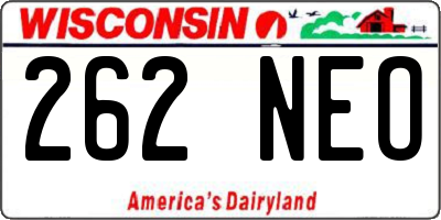 WI license plate 262NEO