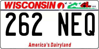 WI license plate 262NEQ
