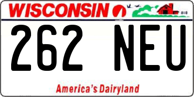 WI license plate 262NEU