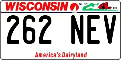 WI license plate 262NEV
