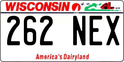 WI license plate 262NEX