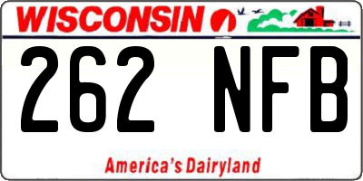 WI license plate 262NFB