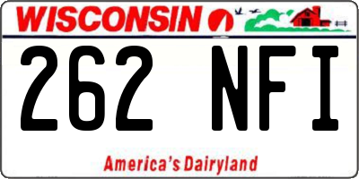 WI license plate 262NFI