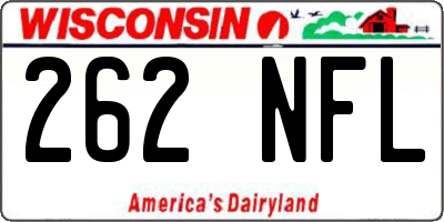 WI license plate 262NFL