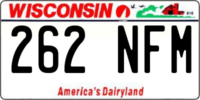 WI license plate 262NFM
