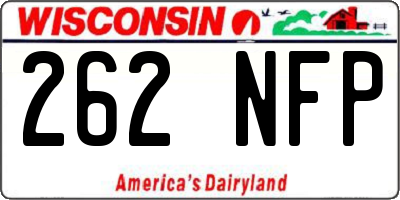 WI license plate 262NFP