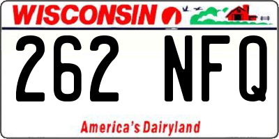 WI license plate 262NFQ