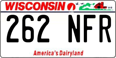 WI license plate 262NFR