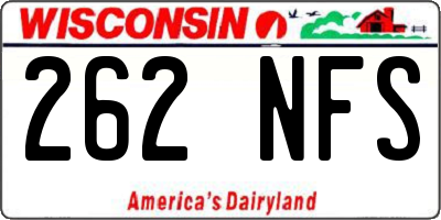 WI license plate 262NFS
