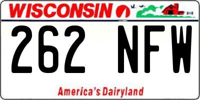 WI license plate 262NFW