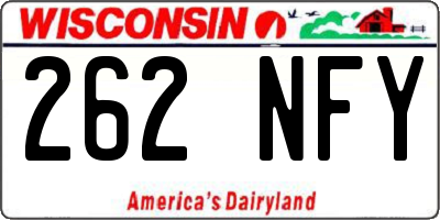 WI license plate 262NFY