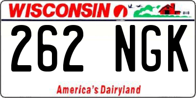 WI license plate 262NGK