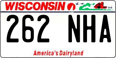 WI license plate 262NHA