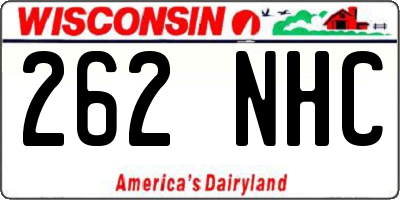 WI license plate 262NHC