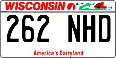 WI license plate 262NHD