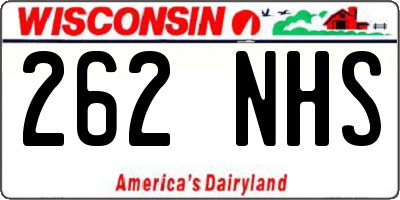 WI license plate 262NHS