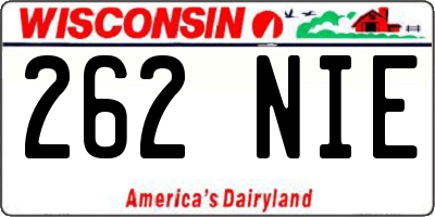 WI license plate 262NIE