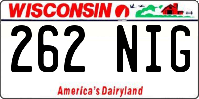 WI license plate 262NIG