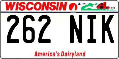 WI license plate 262NIK