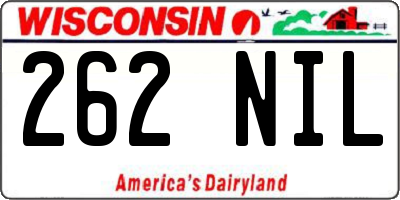 WI license plate 262NIL