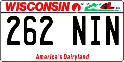 WI license plate 262NIN