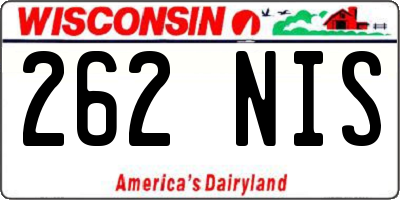 WI license plate 262NIS
