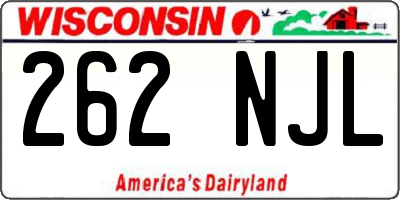 WI license plate 262NJL