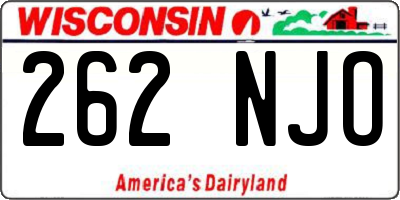 WI license plate 262NJO