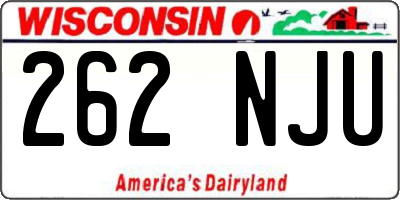 WI license plate 262NJU