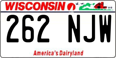 WI license plate 262NJW