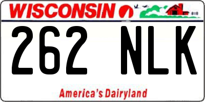 WI license plate 262NLK