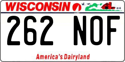 WI license plate 262NOF