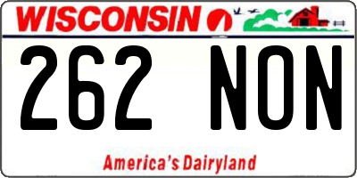 WI license plate 262NON
