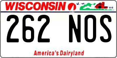 WI license plate 262NOS