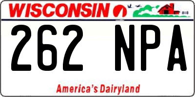 WI license plate 262NPA