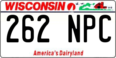 WI license plate 262NPC