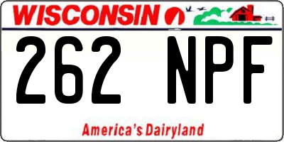 WI license plate 262NPF