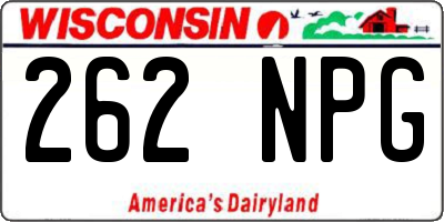 WI license plate 262NPG
