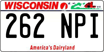 WI license plate 262NPI