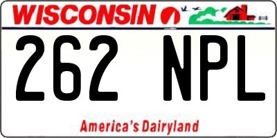 WI license plate 262NPL