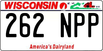 WI license plate 262NPP
