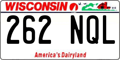 WI license plate 262NQL