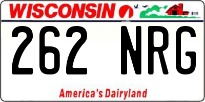 WI license plate 262NRG