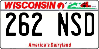 WI license plate 262NSD